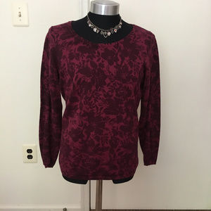Old Navy burgundy floral knit top
